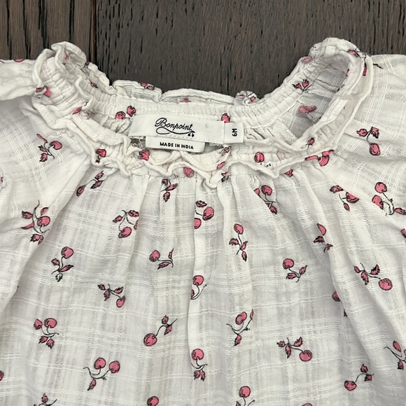 Bonpoint Baby Laure Blouse White With Cherry Print - Picture 2 of 3